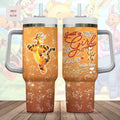 Winnie the Pooh Tigger Just a Girl in Love Orange Glitter Insulated Stainless Steel 40oz Tumbler