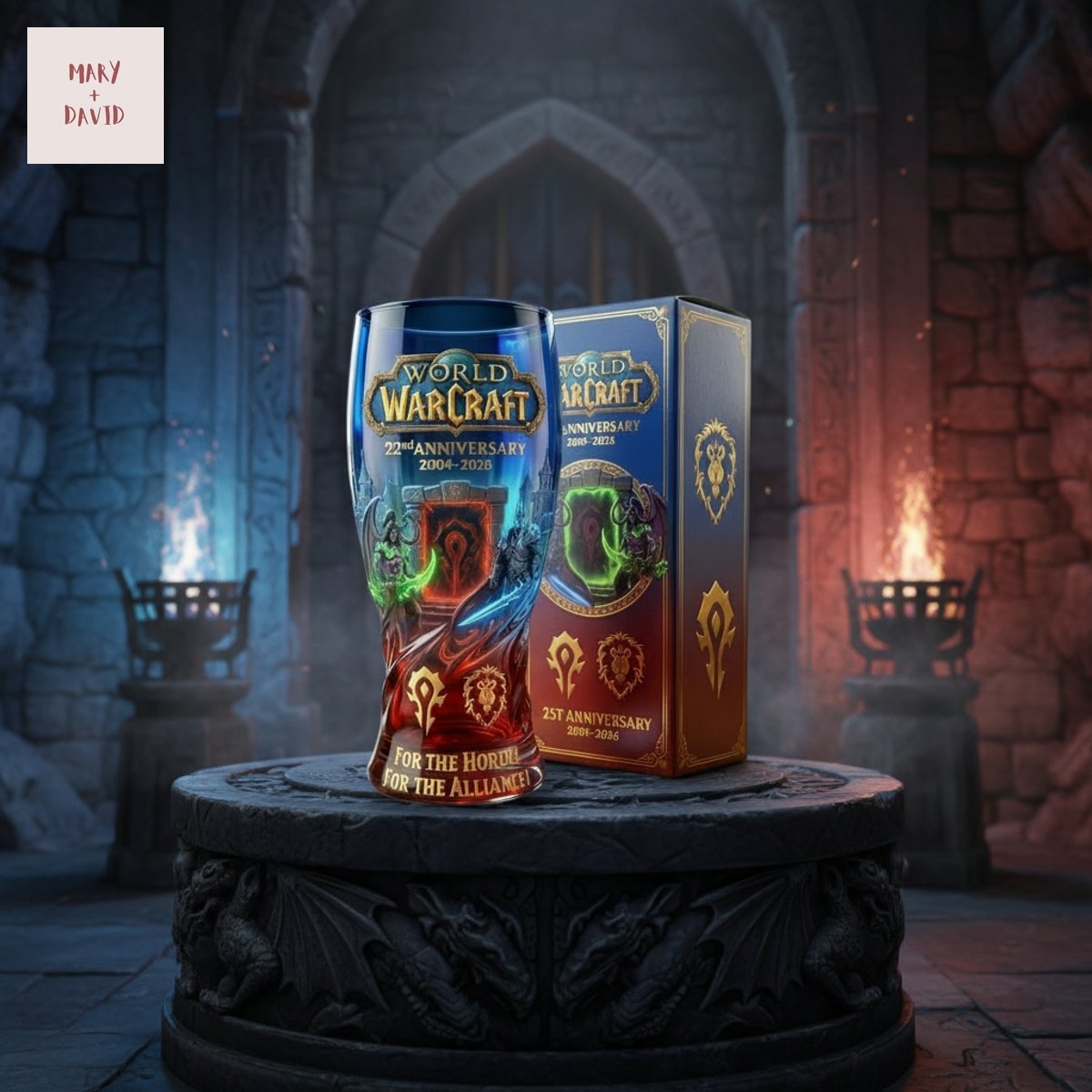 World of Warcraft 22nd Anniversary For The Horde! For The Alliance Beer Glass